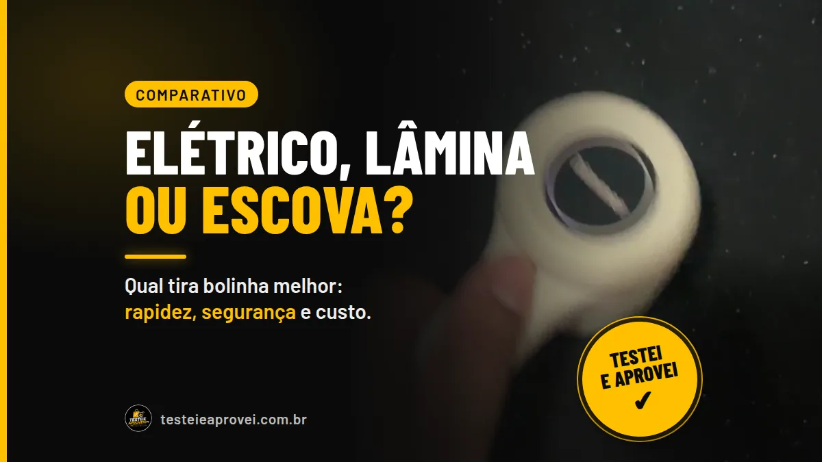 Capa: papa bolinha elétrico, lâmina ou escova? Papa bolinha elétrico em uso no moletom preto