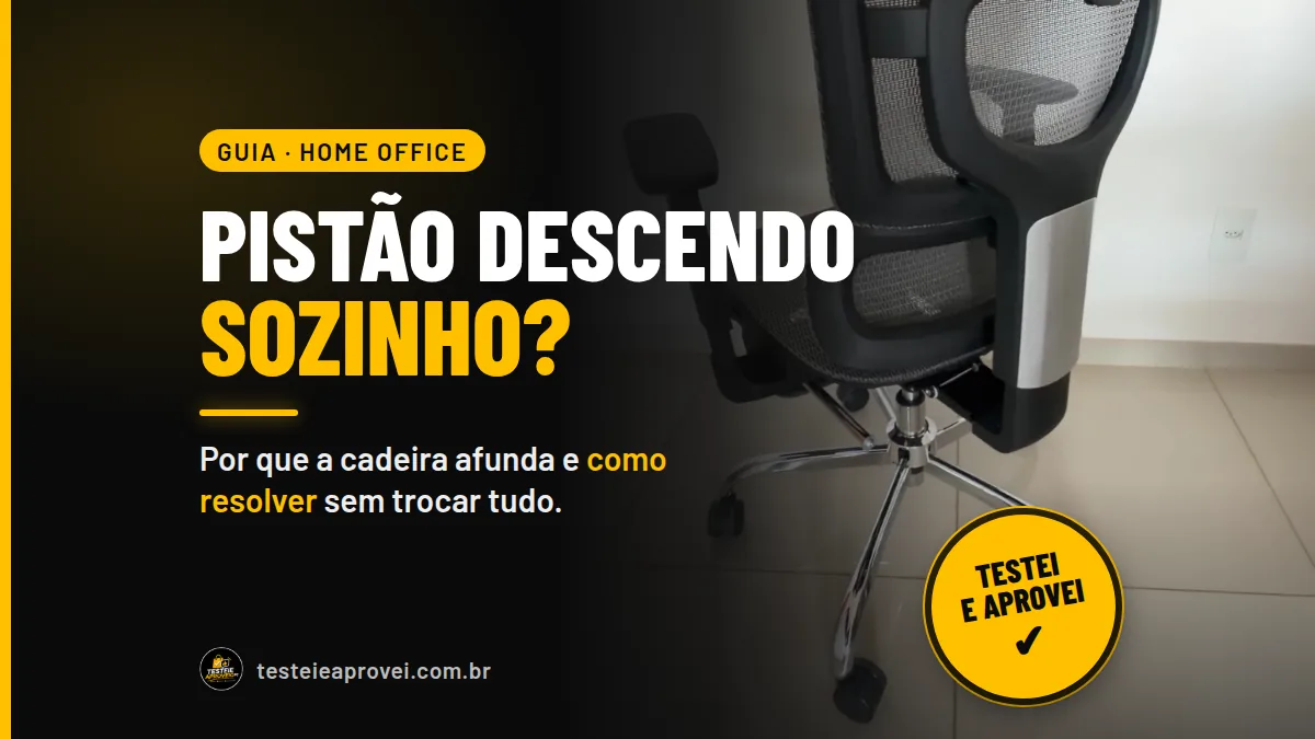 Capa: pistão da cadeira descendo sozinho? Base cromada e pistão da cadeira ergonômica