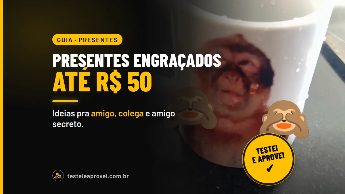 Capa: presentes engraçados até R$ 50 com a caneca de meme do macaco